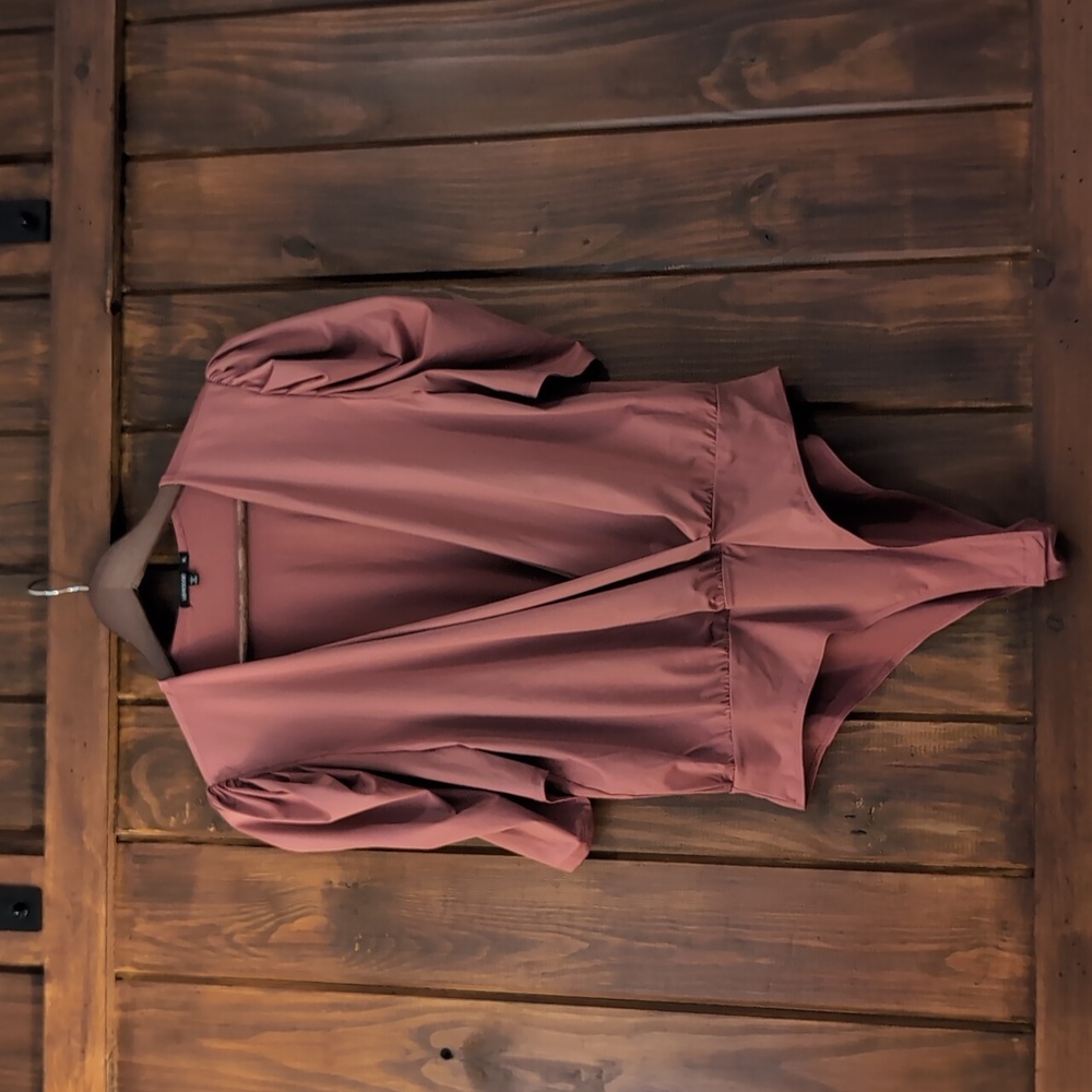 Womens bodysuit blouse/ dark rose size xl